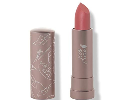 100% PURE Cocoa Butter Matte Lipstick Full Stay All Day Coverage, Lasting Moisturizing & Softening Natural Lip Color for All Skin Tones, Vegan Fruit Pigmented Pink Canyon (Dusty Pink) - 0.15 oz