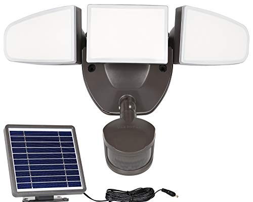 15W Solar LED Security Light, Outdoor Motion Sensor Light with Photocell, 1500LM 5000K, IP65 Waterproof Motion Flood Light with 3 Adjustable Head for Garage, Yard, Pathway, Patio