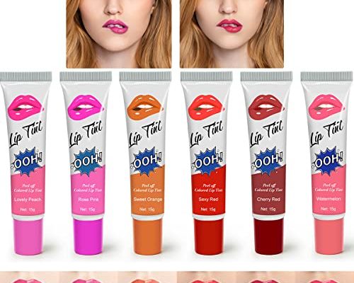6 Colors Lip Tint Peel off Set, Red Lip Stain Long Lasting Waterproof Lipstick Lip Gloss Sets for Women Tear-off Colored Matte Lip Glaze