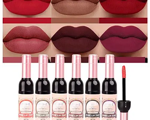 6 Colors Matte Red Wine Liquid Lipstick Pack Set,Wine Lip Tint Long Lasting 24 Hour Waterproof Velvet Nonstick Cup Lipgloss Lip Stain Pigmented Lip Makeup Gift Sets for Girls and Women Labiales (set01)