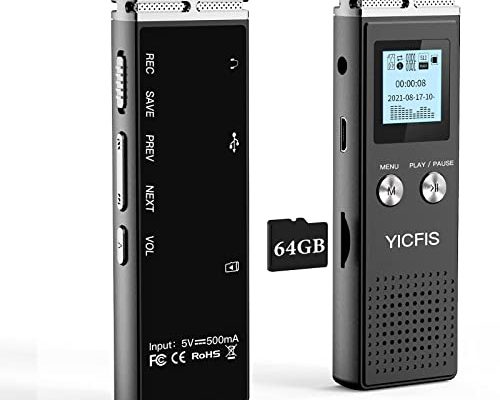 72GB Digital Voice Recorder 3072KBPS 5148 Hours Recording Capacity 24 Hours Battery Time Voice Activated Recorder with Noise Reduction Mini Audio Recorder with Playback for Meeting Lecture Interview