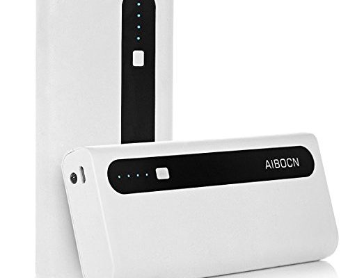 Aibocn Power Bank 10,000mAh Phone Portable Charger with Flashlight (White+Black)