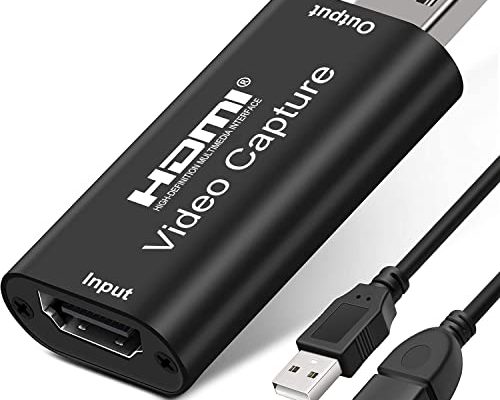 AMZHRLY 1080P Video Capture Card HDMI to USB Capture Video and Audio Recording via OBS Connect DSLR Camcorder for Game Live, Streaming, Video Conference (8 inch Cable)
