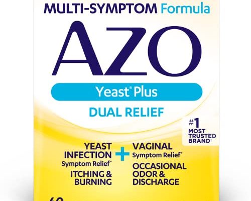 AZO Yeast Plus Dual Relief Tablets, Yeast Infection and Vaginal Symptom Relief, Relieves Vaginal Itching & Burning, 60 Count