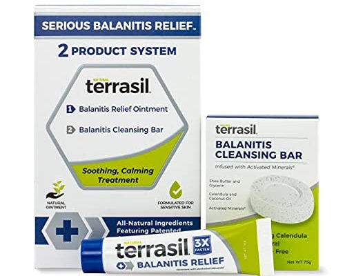Balanitis Treatment 2-Product Ointment and Cleansing Bar System by Terrasil with All-Natural Activated Minerals for Relief of Balanitis Symptoms, Irritation and Inflammation (14gm Tube + 75gm soap)
