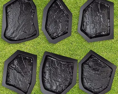 Betonex 6 pcs Flagstone Molds ABS 2mm Cement Mold - Paver Mold Reusable, Paving DIY Stepping Stone Mold - Casting Pathmaker Garden Pathmate Pavement Precast Concrete Molds and Forms Walkway