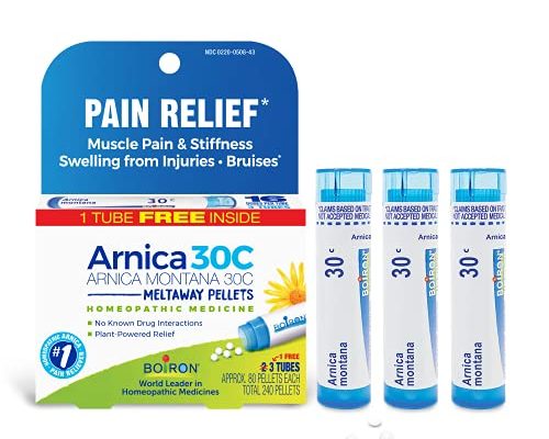 Boiron Arnica Montana 30C Homeopathic Medicine for Relief from Muscle Pain, Muscle Stiffness, Swelling from Injury, and Discoloration from Bruises - 3 Count (Pack of 1)