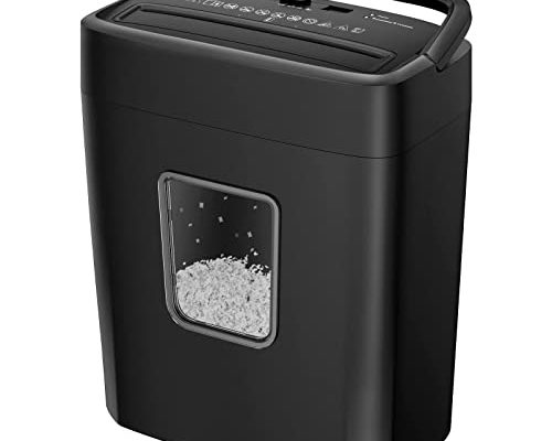 Bonsaii 6-Sheet Micro-Cut Paper Shredder, 4.2 Gal Home Office Small Shredders for Credit Card, Staples, Clips, with Portable Handle & Transparent Window(C261-D)