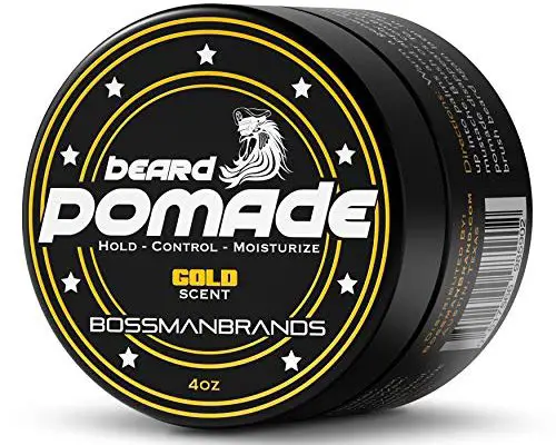 Bossman Hair & Beard Pomade - Moisturizing with Longer Hold and Control - Men's Hair, Beard and Moustache Styling Product - Made in USA (Gold Scent)