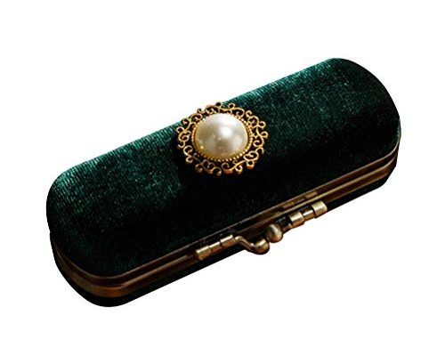 Cabilock Fashion Retro Velvet Lipstick Box Lip Balm Organizer Bag Durable Soft Cosmetic Storage Case with Mirror (Green)