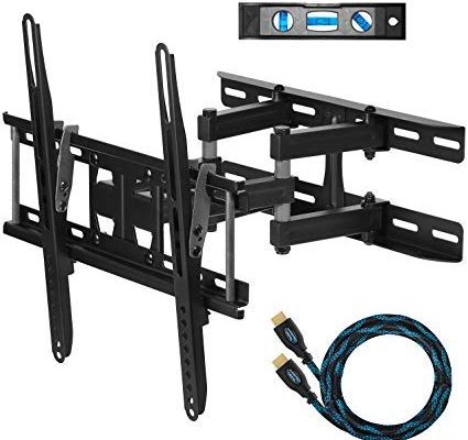 Cheetah Mounts APDAM3B Dual Articulating Arm TV Wall Mount Bracket for 20-65” TVs up to VESA 400 and 115lbs,Mounts on Studs up to 16”, Includes Twisted Veins 10’HDMI Cable and 6” 3-Axis Bubble Level