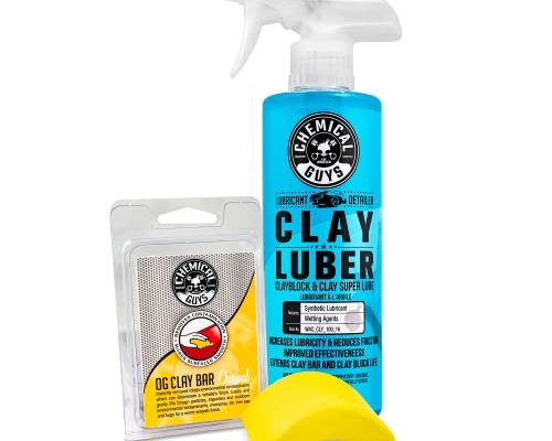 Chemical Guys CLY_113 OG Clay Bar & Lubber Synthetic Lubricant Kit, Light/Medium Duty (16 oz) (2 Items) , Yellow