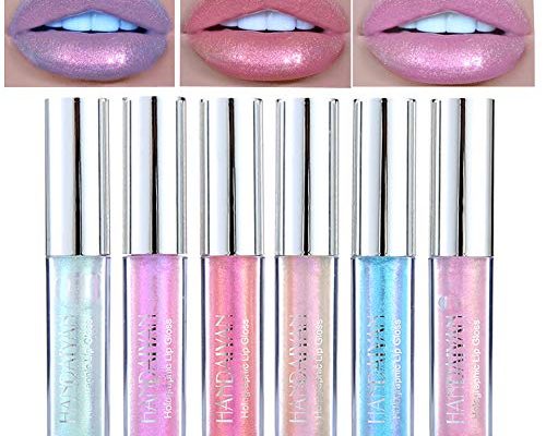 Coosa Glitter Liquid Lipsticks Set 6 color Diamond Shimmer Metallic Lipstick Waterproof Long Lasting Makeup Kit Face Eye Glow Shimmer Shinning Lip Gloss Set