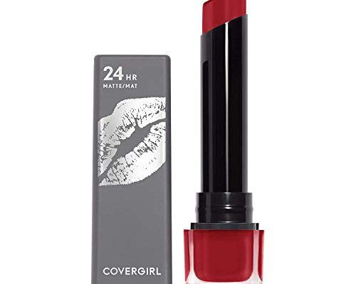 COVERGIRL Exhibitionist Ultra-Matte Lipstick, The Real Thing, 1 Count, Pack of 1, Lipstick, Red Lipstick, Long Lasting Lipstick, Matte Lipstick, No Cracking or Flaking, Increases Lip Moisture