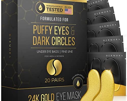 DERMORA Under Eye Mask Patches -20 Pairs - Face Mask Skin Care Products for Puffy Eyes - Cruelty-Free, Vegan Eye Patches - Stocking Stuffers for Women & Men