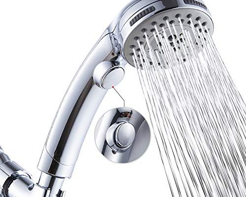 DOILIESE High Pressure 6 Setting Shower Head Hand-Held with ON/OFF Switch and Spa Spray Mode - Hand Held Shower Head with Handheld Spray - Shower Head with Hose - Chrome