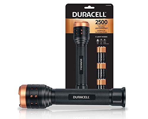 Duracell 2500 Lumens Flashlight, Heavy Duty Compact LED Flashlight with AA Batteries
