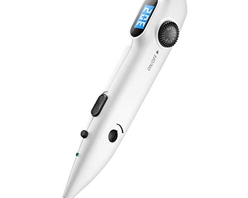 Electronic Acupuncture Pen Electric Meridian Energy Pen Finding Acupuncture Points with 2 Massage Heads Rechargeable Acupuncture Pen 3 Modes 9 Intensity
