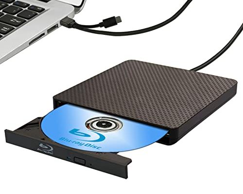External Blu ray Drive DVD/BD Player Read/Write Portable Blu-ray Drive USB 3.0 and Type-C DVD Burner 4k Ultra HD Blu-ray Drive Compatible with/Win7/Win8/Win10/Win11 Blu ray Burner