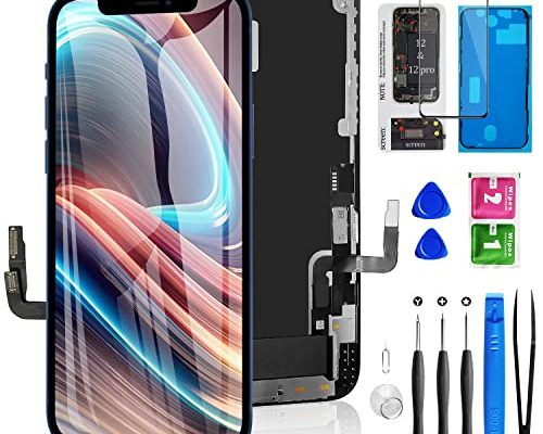 for iPhone 12/12 Pro Screen Replacement 6.1 Inch, Diykitpl 3D Touch LCD Digitizer Replacement Screen for iPhone 12/12 Pro, with Repair Tools Kit+Magnetic Screw Mat+Screen Protector+Waterproof Seal