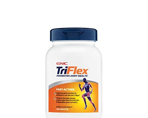 GNC TriFlex Fast-Acting | Improves Joint Comfort and Stiffness, Clinical Strength Doses of Glucosamine/Chondroitin and Boswellia- Plus Turmeric | 120 Caplets