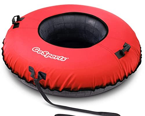 GoSports 44" Heavy Duty Winter Snow Tube with Premium Canvas Cover - Commercial Grade Sled - Red