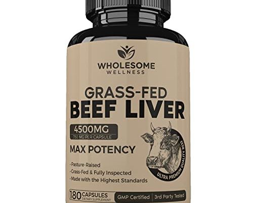 Grass Fed Desiccated Beef Liver Capsules (180 Pills, 750mg Each) - Natural Iron, Vitamin A, B12 for Energy - Humanely Pasture Raised Undefatted in New Zealand Without Hormones or Chemicals