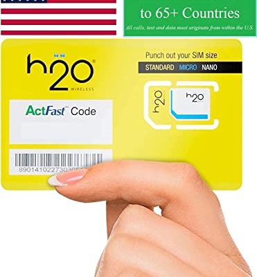 H2O Wireless U.S.A. SIM Card $20 Plan — Preloaded Triple-Cut SIM with Unlimited Data & International Talk & Text and 2GB High-Speed 4G LTE/5G Data Coverage (30-Day Plan)…
