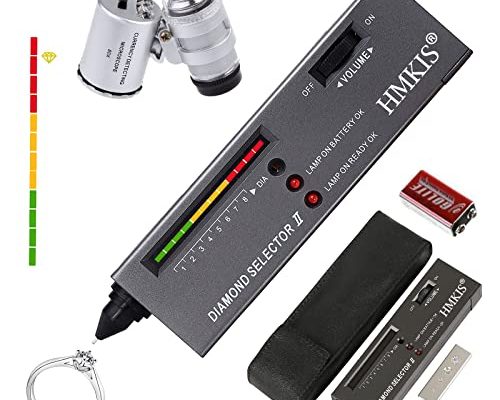 HMKIS Diamond Tester Pen, High Accuracy Jewelry Diamond Tester＋ 60X Mini LED Magnifying, Professional Diamond Selector for Novice and Expert, Thermal Conductivity Meter