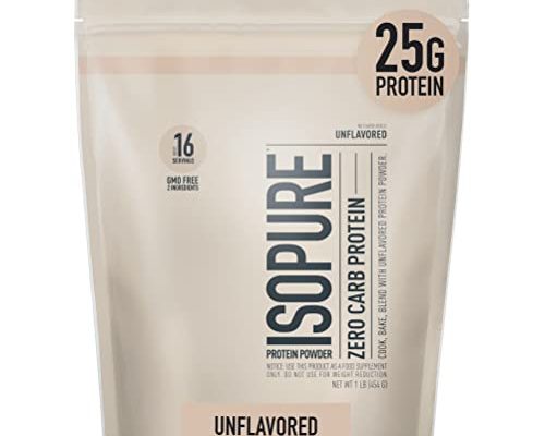Isopure Unflavored Whey Isolate Protein Powder, with Vitamin C & Zinc for Immune Support, 25g Protein, Zero Carb & Keto Friendly, 1 Pound (Packaging May Vary)