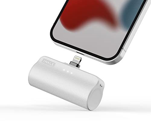 iWALK Mini Portable Charger for iPhone with Built in Cable, 3350mAh Ultra-Compact Power Bank Small Battery Pack Charger Compatible with iPhone 14/13/13 Pro/12/12 Pro/11/XR/XS/X/8/7/6,White