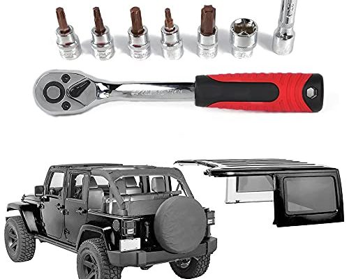 JeCar Socket Wrench Kit Hardtop and Door Removal Torx Set for 1997-2021 Jeep Wrangler TJ JK JL and Unlimited Sport Sahara Rubicon X