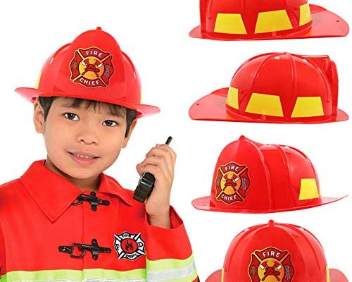 Kids Firefighter Hat | Fire Chief Helmet for Kids | Children’s Fireman Helmet Costume Accessory | Fire Fighter Hard Plastic Hat | Deluxe Rigid Fireman Party Helmet | By Anapoliz