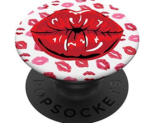 Kissing Lips with Red Lipstick PopSockets Swappable PopGrip