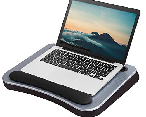 LapGear Memory Foam Lap Desk - Medium - Silver Carbon - Fits up to 15.6 Inch Laptops and Most Tablet Devices - Style No. 91335