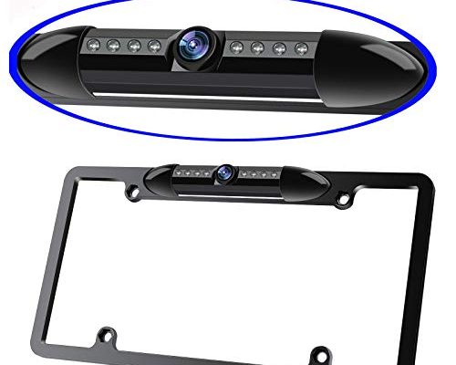 License Plate Frame Backup Camera Night Vision Car Rear View Camera with 8 Bright LEDs 170° Viewing Angle Waterproof Backup Camera Vehicle Universal Reversing Assist Security