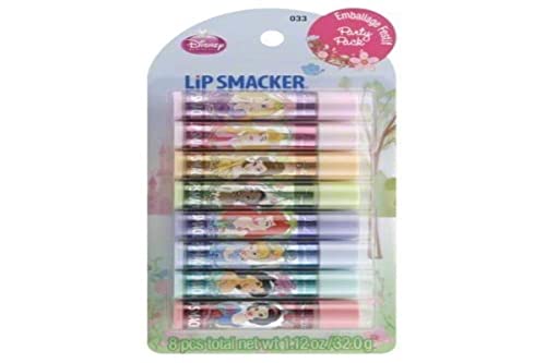 Lip Smacker Disney Princess Flavored Lip Balm Party Pack 8 Count, Clear, For Kids