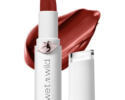 Lipstick By Wet n Wild Mega Last High-Shine Lipstick Lip Color Makeup, Brick Red Fire-Fighting