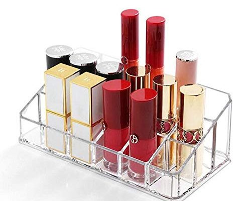 Lipstick Holder 18 Spaces Lipgloss Organizer, 3 Rows - Multi Level, Makeup Holder & Cosmetics Storage Display