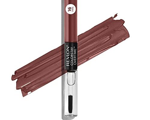 Liquid Lipstick with Clear Lip Gloss by Revlon, ColorStay Face Makeup, Overtime Lipcolor, Dual Ended with Vitamin E in Plum / Berry, Always Siena (380), 0.07 Oz