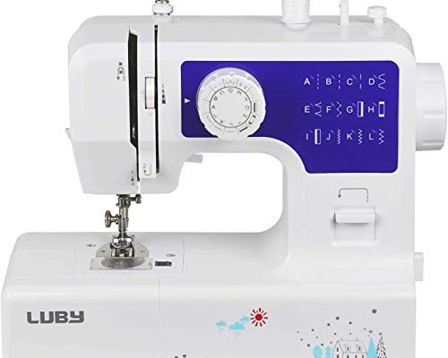 Luby Sewing Machine with 12 Built-in Stitches & Free Arm, Portable, Lightweight, Suitable for Small Projects, Blue