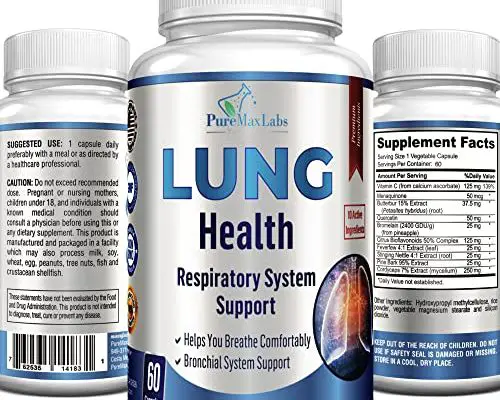 Lung Support Supplement, Lung Cleanse & Lung Detox Formula, Lung Health Support for Clear Lungs, Comfortable Breathing, Bronchial Health, 60 Capsules