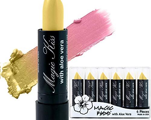 Magic Kiss Lipstick Set Aloe Vera Color Changing 6 Pack MADE IN USA (Yellow)