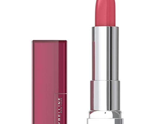Maybelline Color Sensational Lipstick, Lip Makeup, Cream Finish, Hydrating Lipstick, Nude, Pink, Red, Plum Lip Color, Pink Wink, 0.15 oz; (Packaging May Vary)