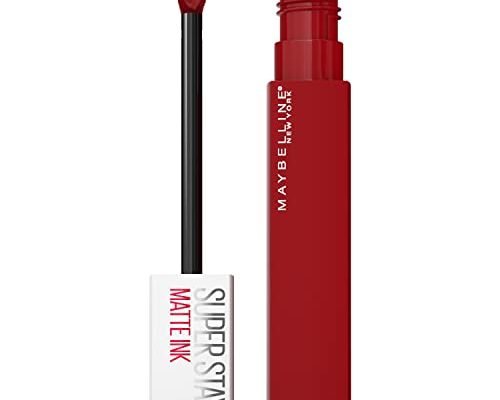 Maybelline New York Super Stay Matte Ink Liquid Lipstick, Long Lasting High Impact Color, Up to 16H Wear, Exhilarator, Ruby Red, 0.17 fl.oz
