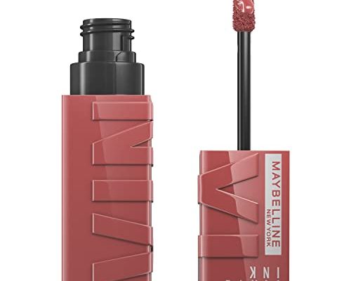 Maybelline Super Stay Vinyl Ink Longwear No-Budge Liquid Lipcolor, Highly Pigmented Color and Instant Shine, Cheeky, Rose Nude Lipstick, 0.14 fl oz, 1 Count