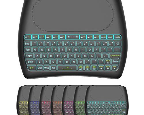 Mini Wireless Keyboard,D8 Mini Keyboard with Touchpad,Colorful Backlit Small Wireless Keyboard,Mini Handheld Remote Keyboard for PC,Raspberry Pi 4, Android TV Box,KODI,Windows 7 8 10
