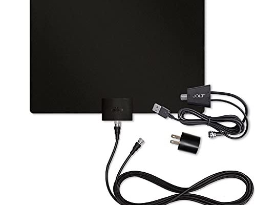 Mohu Leaf 50 Amplified Indoor TV Antenna, 60-Mile Range, UHF/VHF Multi-directional, Paper-Thin, 16 ft. Coaxial Cable, 15dB Amplifier with USB Cable, Reversibile, Paintable, 4K-Ready HDTV, MH-110584