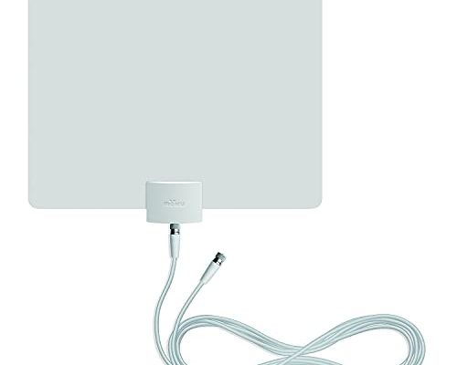 Mohu Leaf Plus Amplified Indoor TV Antenna, 60-Mile Range, UHF/VHF Multi-Directional, Original Paper-Thin Design, 16 ft. Coaxial Cable, 15dB Preamplified, Reversible, Paintable, 4K-Ready, MH-110029