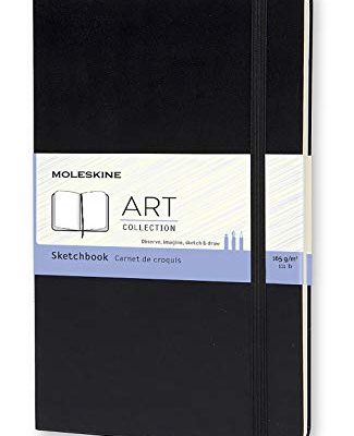 Moleskine Art Sketchbook, Hard Cover, Large (5" x 8.25") Plain/Blank, Black, 104 Pages